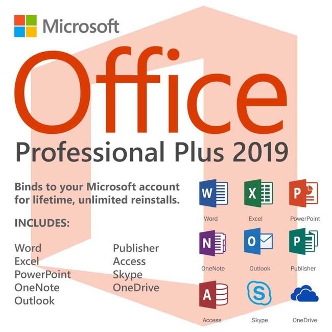 Skype Office 2019 License Key 1PC Bind Win10  Professional Plus Digital Product